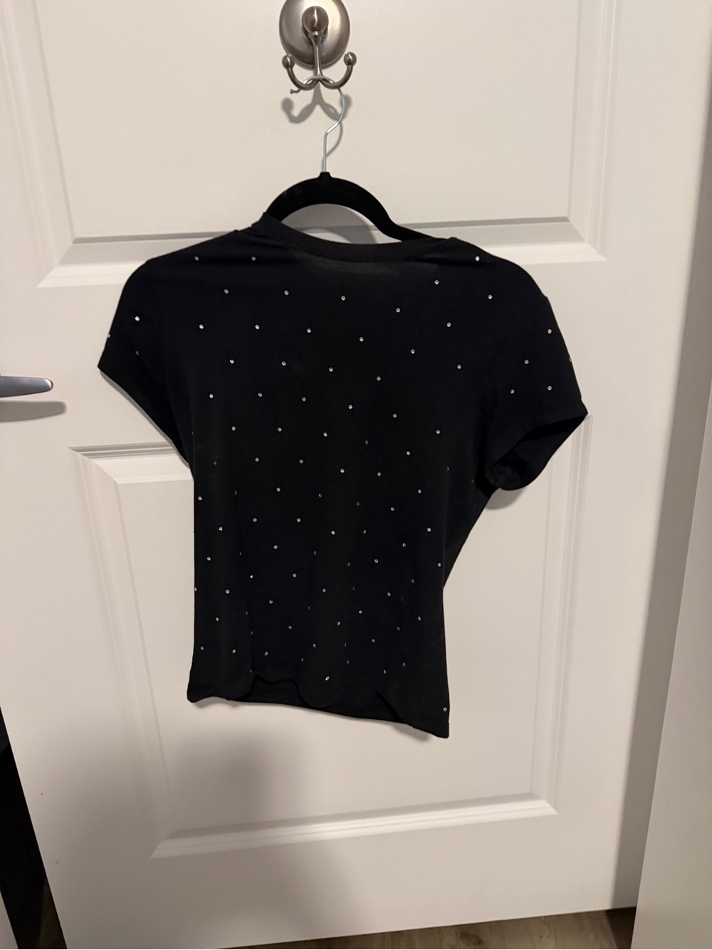 Express Black Short-Sleeve Tee with Silver Studs